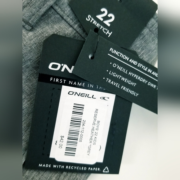 NWT O'NEILL Stretch Hybrid Shorts Reserve Heather Grey Boy's Size 22" Waist - Picture 5 of 15